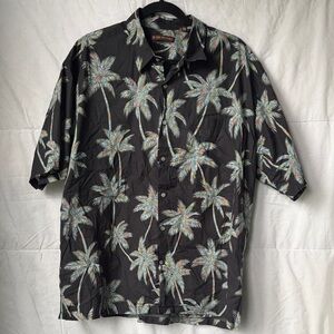 Tori Richard Hawaiian Black Palm Tree Print Men's Shirt